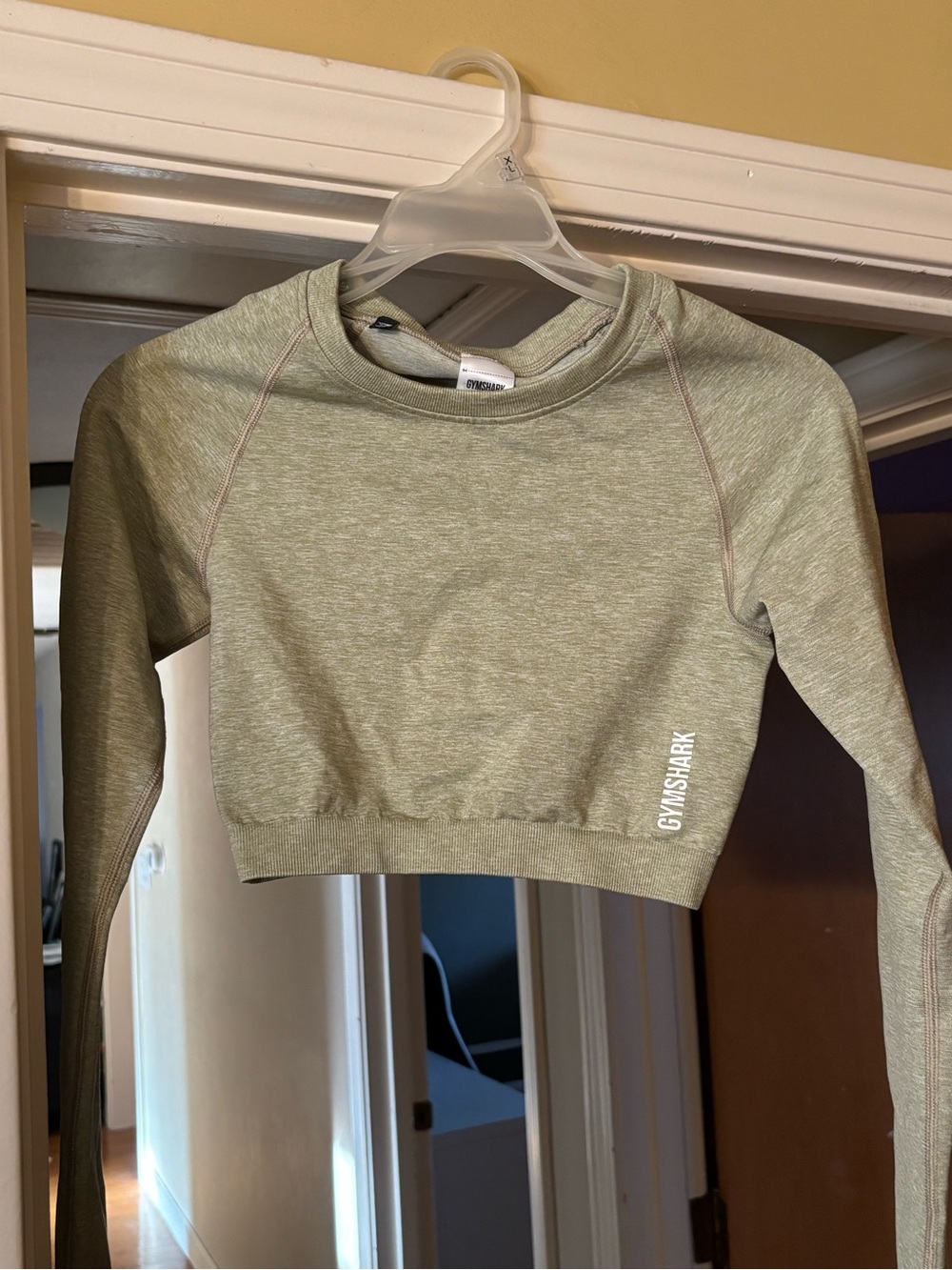 Gymshark Heathered Sage Cropped Long Sleeve Top